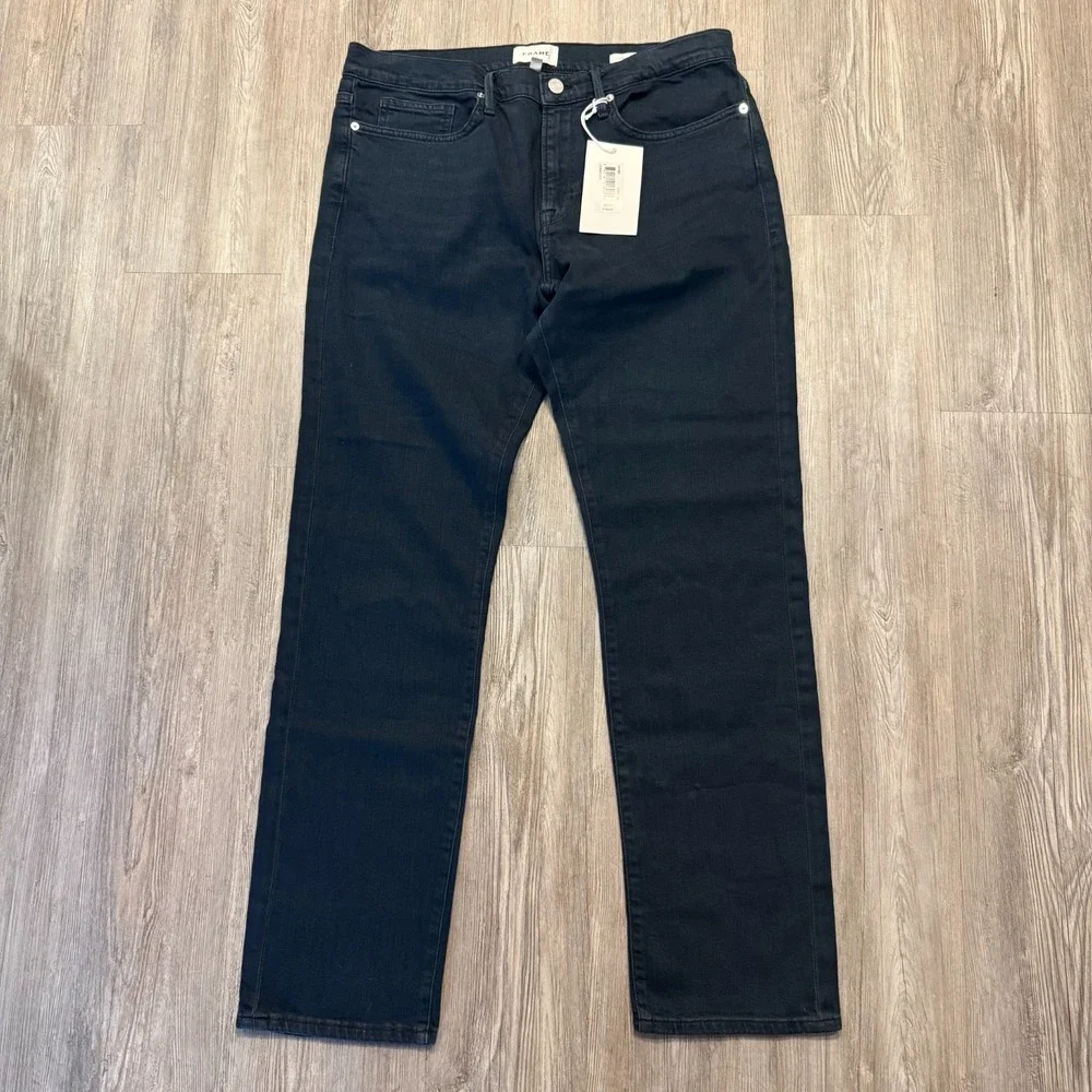 Frame Mens 36 L'Homme Slim Dark Wash Navy Jeans